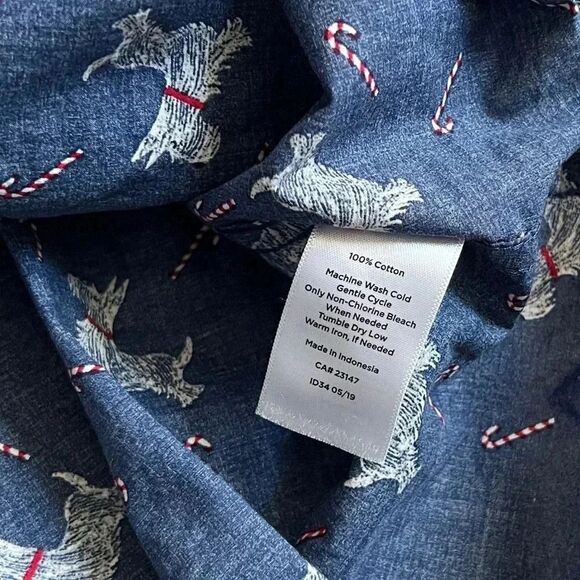 TALBOTS Christmas Dog and Candycane Cotton Button Down Size Small - Picture 5 of 6